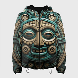 Куртка с капюшоном женская Орнамент в стиле индейцев майя, цвет: 3D-черный