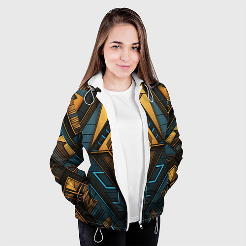 Женская куртка Узор в египетском стиле / 3D-Белый – фото 3