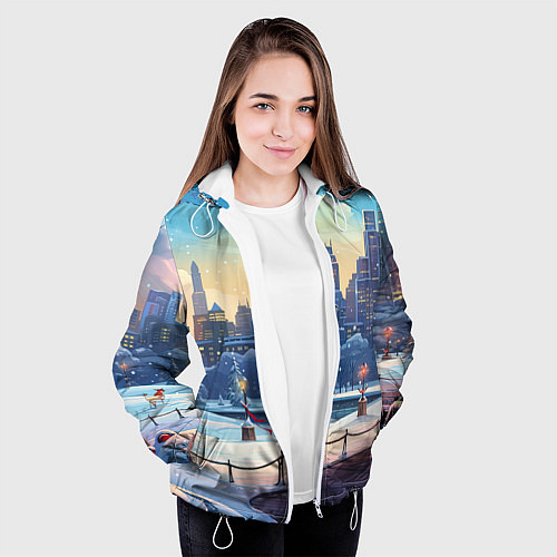 Женская куртка Зимний большой город / 3D-Белый – фото 3