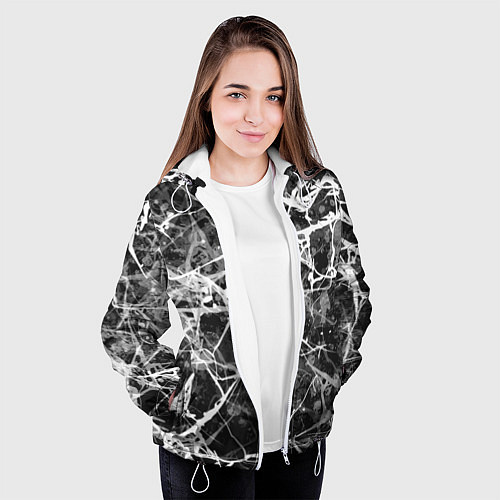 Женская куртка Абстракция - паутина / 3D-Белый – фото 3