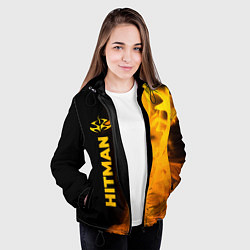 Куртка с капюшоном женская Hitman - gold gradient по-вертикали, цвет: 3D-черный — фото 2