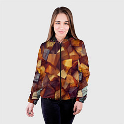 Куртка с капюшоном женская Паттерн камни и кристаллы, цвет: 3D-черный — фото 2