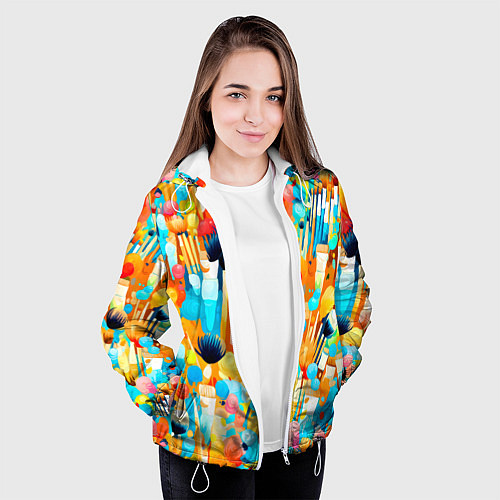 Женская куртка Кисти художника / 3D-Белый – фото 3