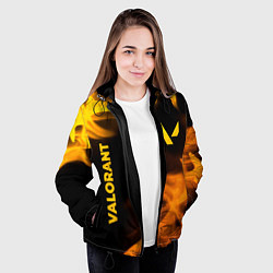 Куртка с капюшоном женская Valorant - gold gradient вертикально, цвет: 3D-черный — фото 2