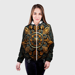 Куртка с капюшоном женская Круглый орнамент в викингском стиле, цвет: 3D-белый — фото 2