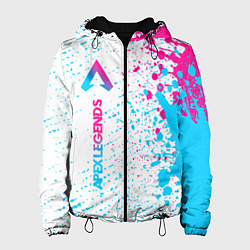 Куртка с капюшоном женская Apex Legends neon gradient style по-вертикали, цвет: 3D-черный