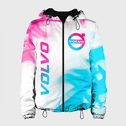 Куртка с капюшоном женская Volvo neon gradient style вертикально, цвет: 3D-черный