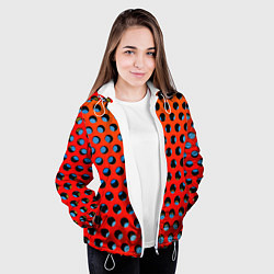 Куртка с капюшоном женская Перфорированная металлическая текстура, цвет: 3D-белый — фото 2