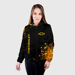 Куртка с капюшоном женская Chevrolet - gold gradient вертикально, цвет: 3D-черный — фото 2