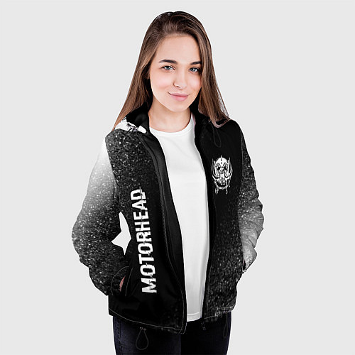 Женская куртка Motorhead glitch на темном фоне вертикально / 3D-Черный – фото 3