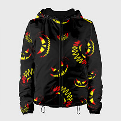 Куртка с капюшоном женская Злобные тыквы, цвет: 3D-черный