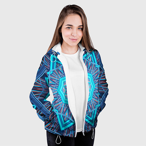 Женская куртка Геометрический орнамент мандалы / 3D-Белый – фото 3