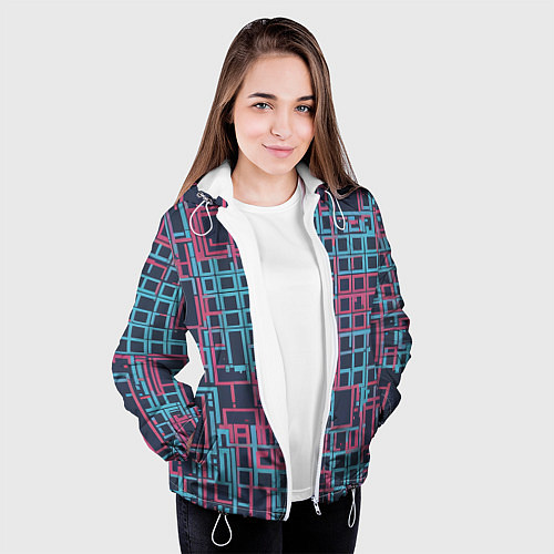 Женская куртка Разноцветные толстые линии / 3D-Белый – фото 3