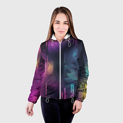 Куртка с капюшоном женская Цветные пиксели retro, цвет: 3D-белый — фото 2