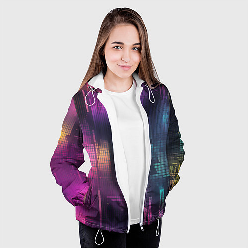 Женская куртка Цветные пиксели retro / 3D-Белый – фото 3