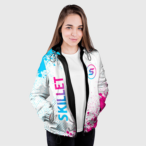 Женская куртка Skillet neon gradient style вертикально / 3D-Черный – фото 3