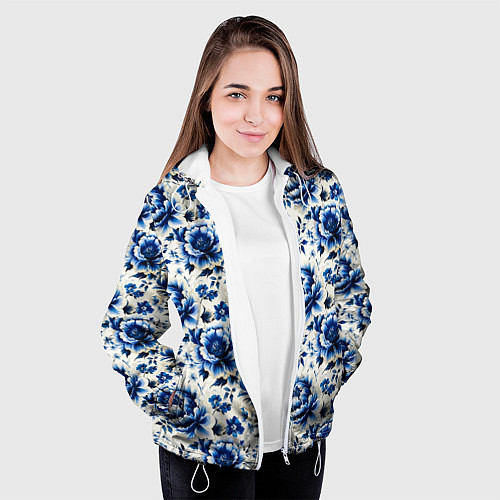 Женская куртка Гжель узор паттерн / 3D-Белый – фото 3