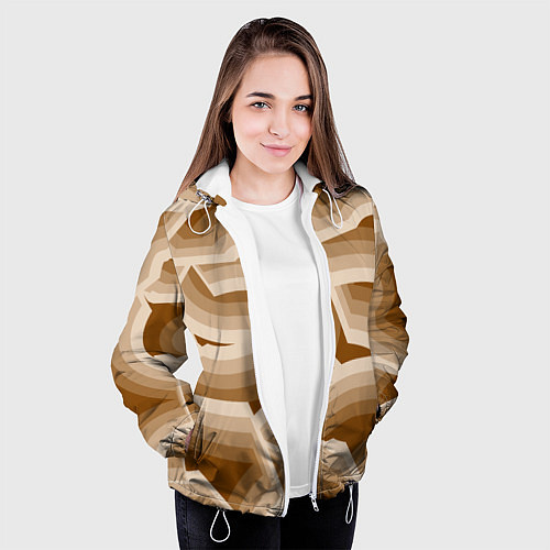 Женская куртка Кофейные линии / 3D-Белый – фото 3