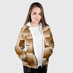 Куртка с капюшоном женская Кофейные линии, цвет: 3D-белый — фото 2