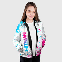Куртка с капюшоном женская Hitman neon gradient style вертикально, цвет: 3D-черный — фото 2