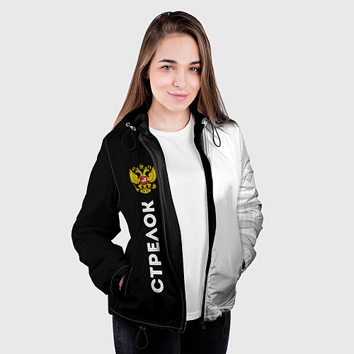 Женская куртка Стрелок из России и герб РФ по-вертикали / 3D-Черный – фото 3
