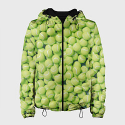 Куртка с капюшоном женская Много теннисных мячей, цвет: 3D-черный