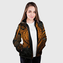 Куртка с капюшоном женская Узор в скандинавском фолк-арт стиле, цвет: 3D-черный — фото 2