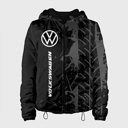 Куртка с капюшоном женская Volkswagen speed на темном фоне со следами шин по-, цвет: 3D-черный