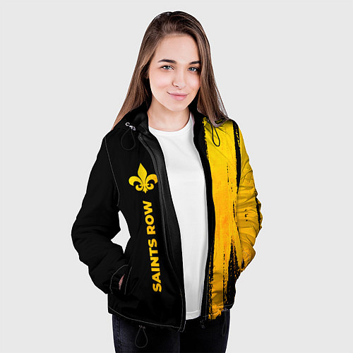 Женская куртка Saints Row - gold gradient по-вертикали / 3D-Черный – фото 3