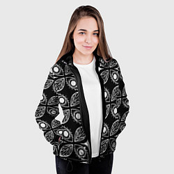 Куртка с капюшоном женская Глазики-сглазики, цвет: 3D-черный — фото 2