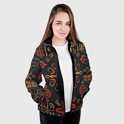 Куртка с капюшоном женская Орнамент в славянском стиле, цвет: 3D-черный — фото 2