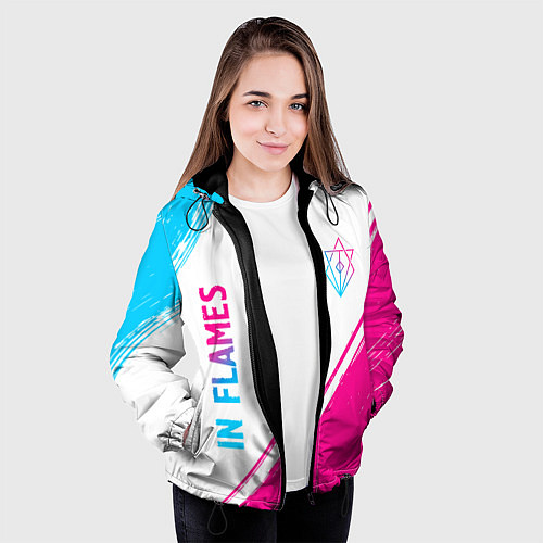 Женская куртка In Flames neon gradient style вертикально / 3D-Черный – фото 3