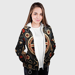 Куртка с капюшоном женская Орнамент в славянской стилистике, цвет: 3D-белый — фото 2