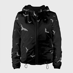 Куртка с капюшоном женская Летучие мыши на черном небе, цвет: 3D-черный