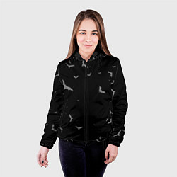 Куртка с капюшоном женская Летучие мыши на черном небе, цвет: 3D-черный — фото 2