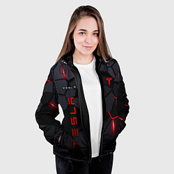 Куртка с капюшоном женская Tesla - плиты с эффектом свечения, цвет: 3D-черный — фото 2