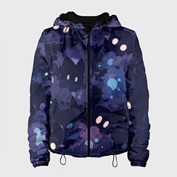 Куртка с капюшоном женская Фиолетовые котики, цвет: 3D-черный