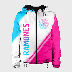 Куртка с капюшоном женская Ramones neon gradient style вертикально, цвет: 3D-черный