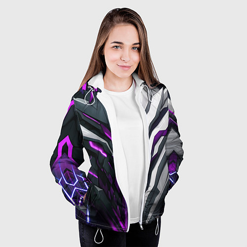 Женская куртка Броня адская и райская фиолетовая / 3D-Белый – фото 3