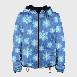 Куртка с капюшоном женская Pattern with bright snowflakes, цвет: 3D-черный