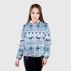 Куртка с капюшоном женская Blue sweater with reindeer, цвет: 3D-белый — фото 2