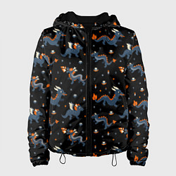 Куртка с капюшоном женская Коллаж драконов, цвет: 3D-черный