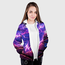 Куртка с капюшоном женская Фиолетовые кристалы, цвет: 3D-белый — фото 2