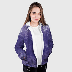 Куртка с капюшоном женская Абстракция - violet color background, цвет: 3D-белый — фото 2