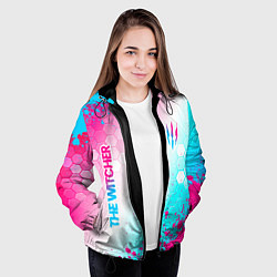 Куртка с капюшоном женская The Witcher neon gradient style вертикально, цвет: 3D-черный — фото 2