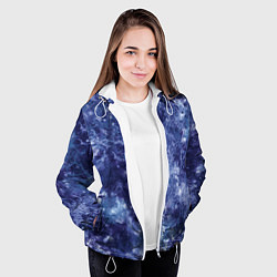 Куртка с капюшоном женская Абстракция - sea blue, цвет: 3D-белый — фото 2