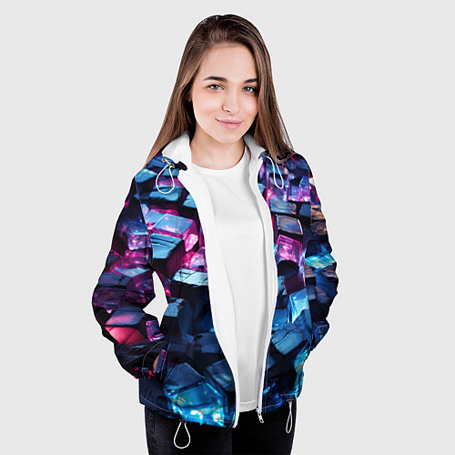 Женская куртка Стеклянные прозрачные камушки / 3D-Белый – фото 3