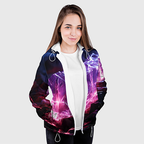 Женская куртка Стеклянный камень с фиолетовой подсветкой / 3D-Белый – фото 3