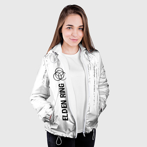 Женская куртка Elden Ring glitch на светлом фоне по-вертикали / 3D-Белый – фото 3