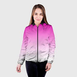 Куртка с капюшоном женская Розово-белый градиент, цвет: 3D-черный — фото 2